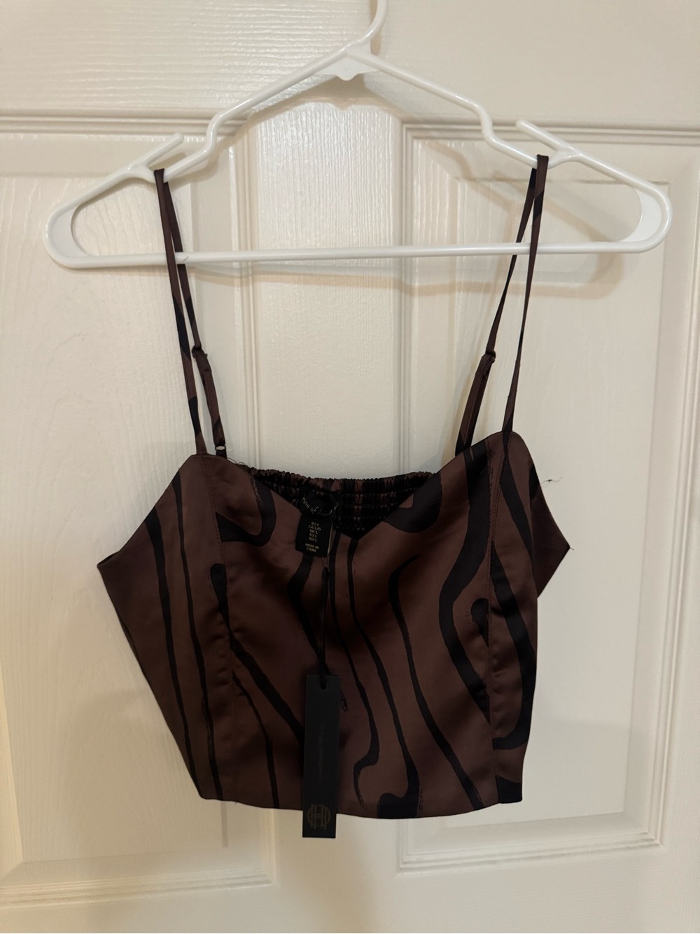 House of Harlow 1960 Brown & Black Abstract Silk Cami crop